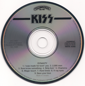 Kiss Dynasty (1979) 1987 Casablanca, 812 770 2, Canada CD